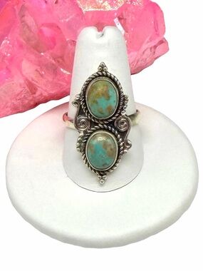 Arizona Mohave Turquoise Ring Adjustable Size 8.5 9 9.5 925 Sterling Silver